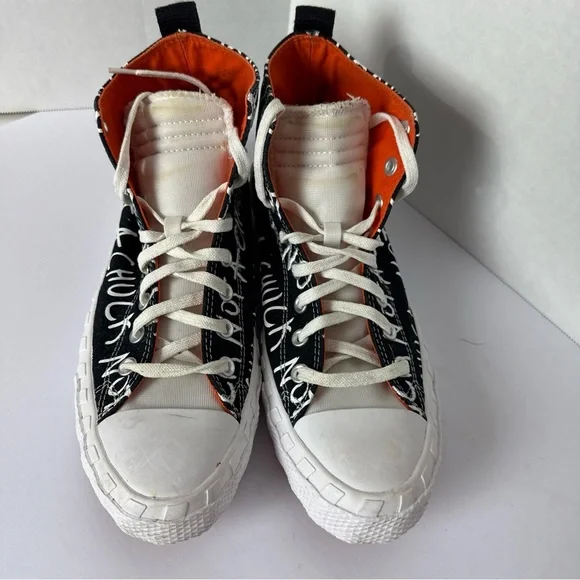 Converse Black and White High-Top Sneakers with Graffiti Design - Picture 4 of 7